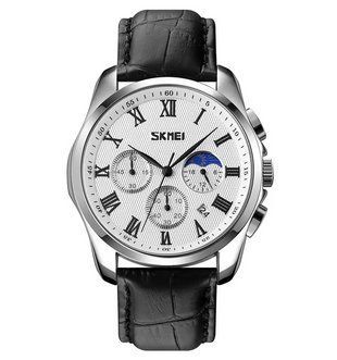 Мужские наручные часы Skmei 9260 (Серебристые с белым циферблатом) 7031591 фото